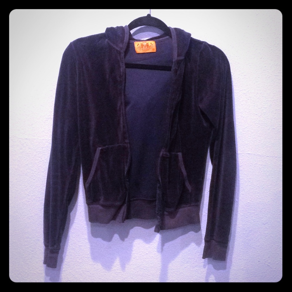 JUICY COUTURE dark blue velvet jacket hoodie